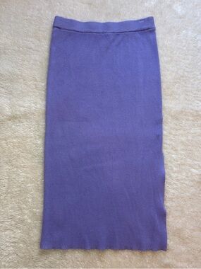 House of Harlow 1960 lilac purple ribbed midi pencil skirt with slit